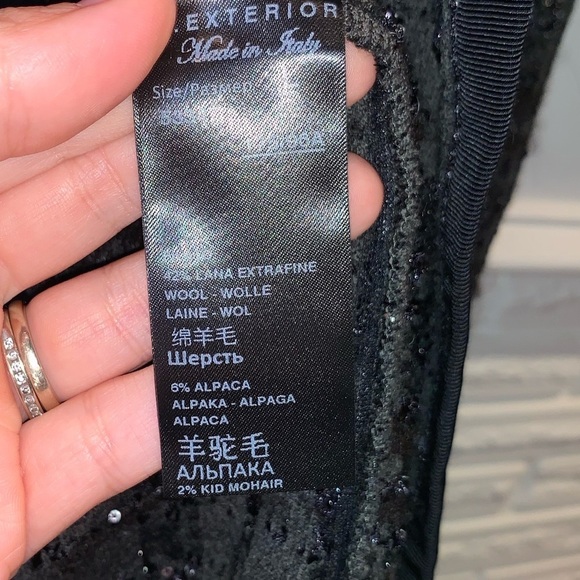 D. EXTERIOR Green & Black Wool Plaid Sparkle Double Breasted Blazer Holiday L - Picture 3 of 9